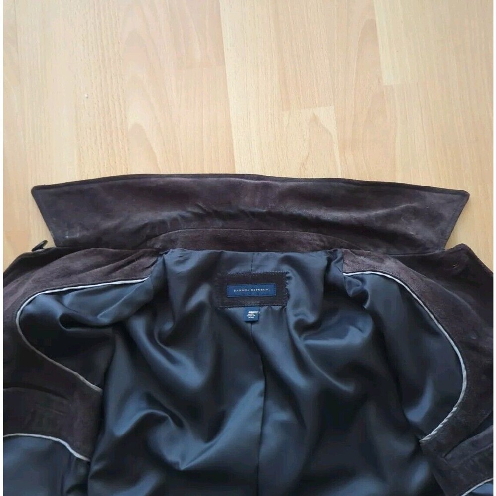Banana Republic Sz XL Men's Vintage Brown Suede Leather Jacket Shacket Lined EUC - Picture 14 of 15
